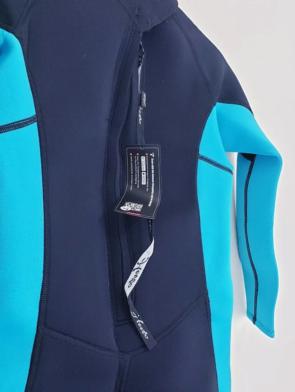 Hevto Wetsuit Kids Size 14 Black Blue Excellent 3/2mm Neoprene Full Bodysuit NEW